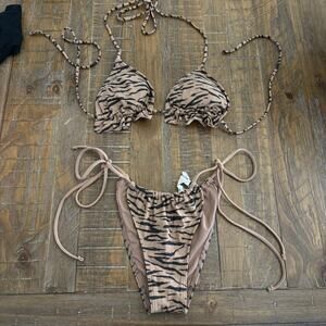 Abercrombie cheetah/ zebra brown bikini